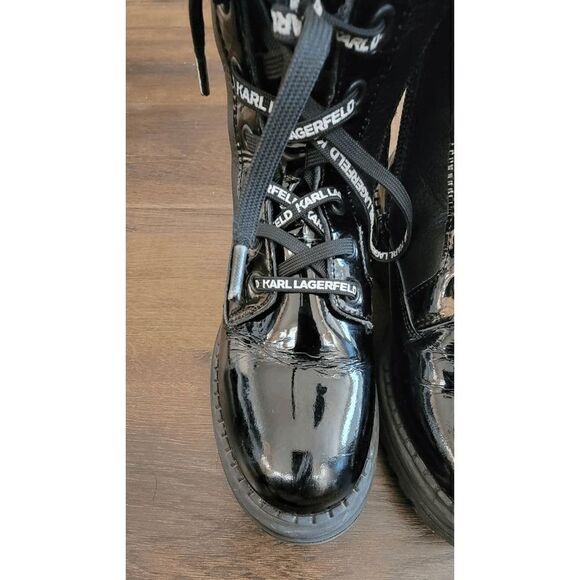 Karl Lagerfeld kids lace-up leather boot US size 2/CM21/UK1/EUR33 - Picture 4 of 12